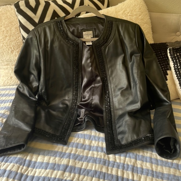 Chicos Beaded Leather Jacket - Picture 1 of 5